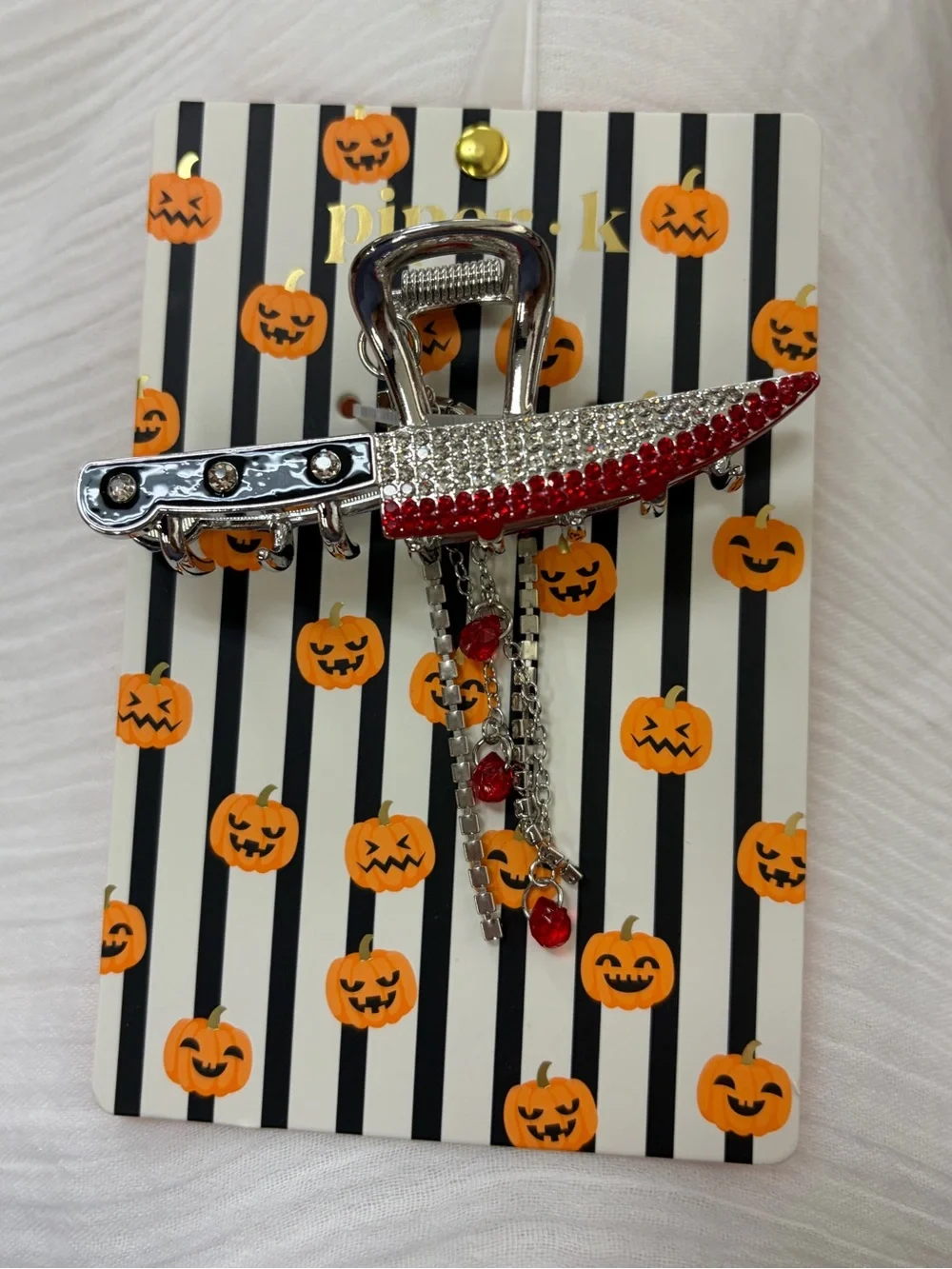 NWT 🔪🩸 Piper K Bloody Knife Rhinestone Hair Claw Clip